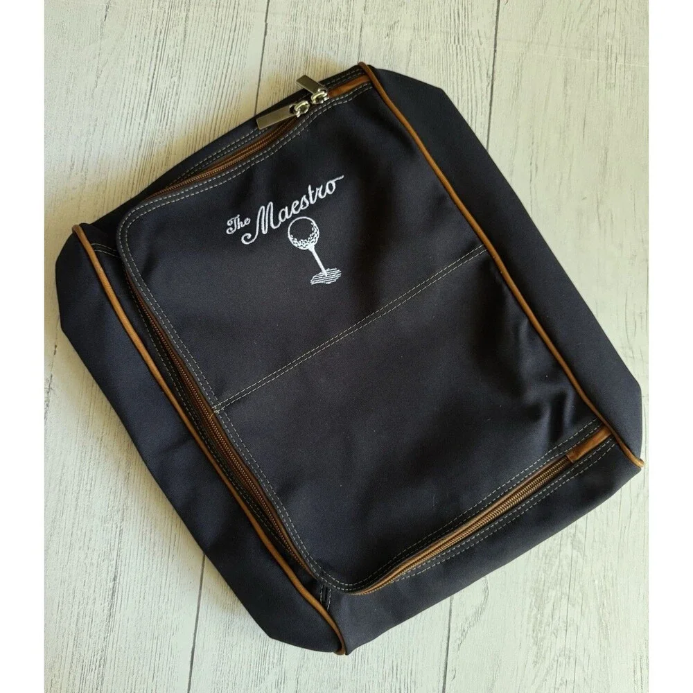 The Winston Collection Deluxe Canvas leather Golf Shoe Bag - Maestro Logo $129